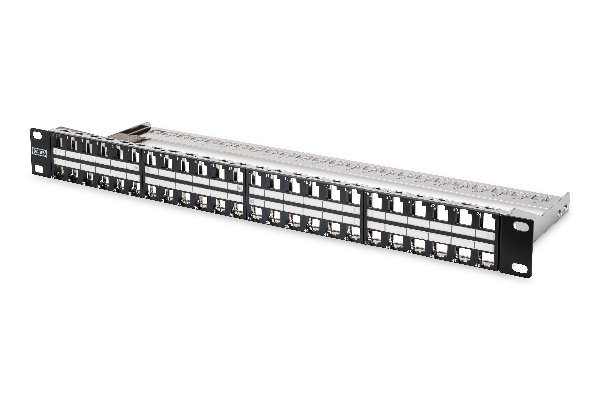 Digitus Modular Patch Panel, shielded 48-port, label field, 1U, rack mount, color black RAL 9005 DN-91424