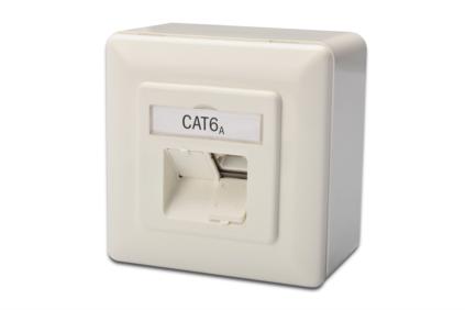 Digitus modulární dvojzásuvka CAT6A,Class EA, stíněná, na omítku, bílá, LSA DN-9007-S-1