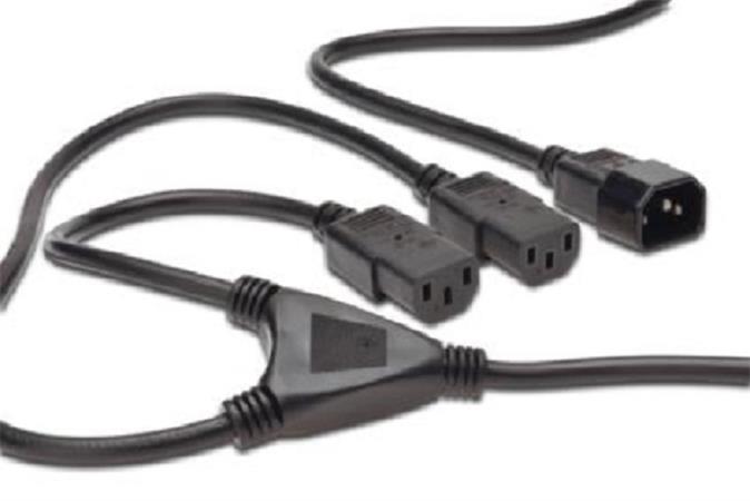 Digitus Napájecí kabel Rozbočovací, C14 - C13 2x, M / F, 1,7m, H05VV-F3G 1.0qmm / 0.75qmm, bl AK-440400-017-S