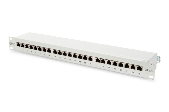 Digitus Patch Panel 19", CAT6, 8P8C, LSA, 1U, 24 x RJ45, stíněný, šedý DN-91624S