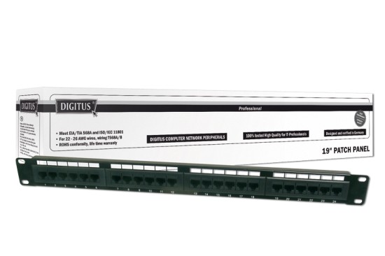 Digitus Patch Panel, Cat 5e, nestíněný, 19", 24 port , LSA DN-91524U