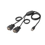 Digitus převodník USB 2.0 na 2x sériový port, RS232, DSUB 9M, 1,5m DA-70158