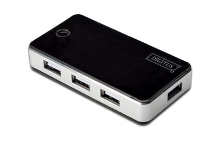 Digitus USB 2.0 hub 7-portů černý s napájecím zdrojem ( 5V , 3,5A ) DA-70222