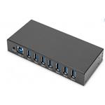 Digitus USB 3.0 HUB, 7 Port, Industrial, Metal incl. PSU 15-kV ESD, Table, Wall, DIN Rail mount DA-70258-1