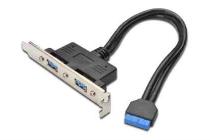 Digitus USB 3.0 záslepka slotu s 2 USB porty, kabel 2x 10 Pin IDC, 0,25m AK-300306-002-S