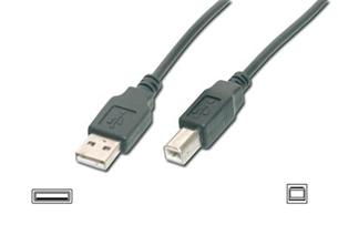 Digitus USB kábel A/samec na B/samec, 2x tienený, čierny, 3m