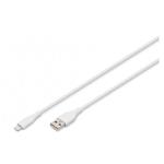 Digitus USB Silicone charging cable, USB-A - Lightning 0,5m, USB 2.0, 12W, white AK-600108-005-W