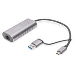 DIGITUS USB Type-C™ Gigabit Ethernet Adapter 2.5G, USB-C™ + USB A (USB3.1/3.0) DN-3028