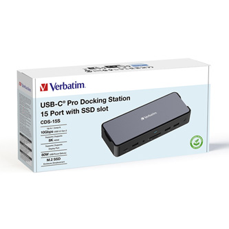 Dokovacia stanica Verbatim, USB-C Pro, 15-port, 2x HDMI, RJ45, microSD, USB-A 3.1, USB-C 3.1, šedá 32173