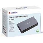 Dokovacia stanica Verbatim, USB-C Pro, 17-port, HDMI, RJ45, microSD, USB-A 3.2, šedá 32172