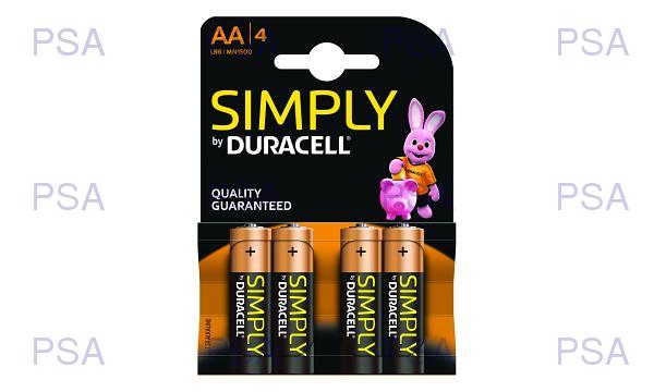 Duracell Simply AA pack of 4 Batteries
