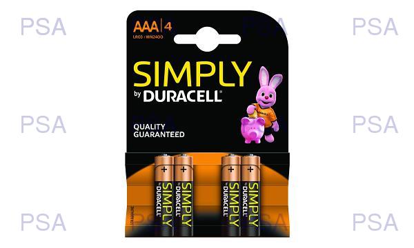 Duracell Simply AAA pack of 4 Batteries