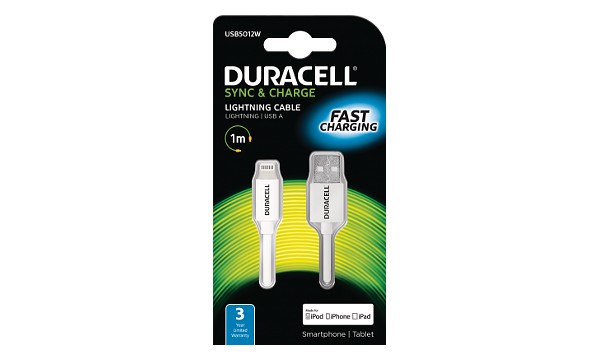 DURACELL - USB5012A - napájecí a synchronizační kabel pro Apple Lightning zařízení bílý 1m USB5012W