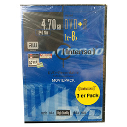 DVD+R INTENSO 8x VIDEO PACK 3pcs/1ks