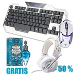 E-BLUE Auroza, Sada klávesnica, myš, slúchadlá a parfém US, herná, drôtová (USB), biela, Parfém Kat YCEBUG81TUYC