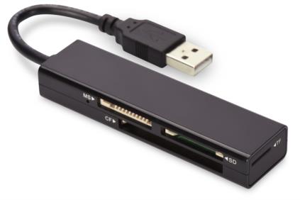 Ednet USB čtečka karet 2.0, 4 porty, Podporuje MS, SD, T-Flash, CF formáty černá 85241