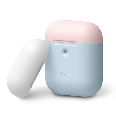 Elago Airpods 2 Silicone Duo Case - Pastel Blue/ Pink, White EAP2DO-PBL-PKWH