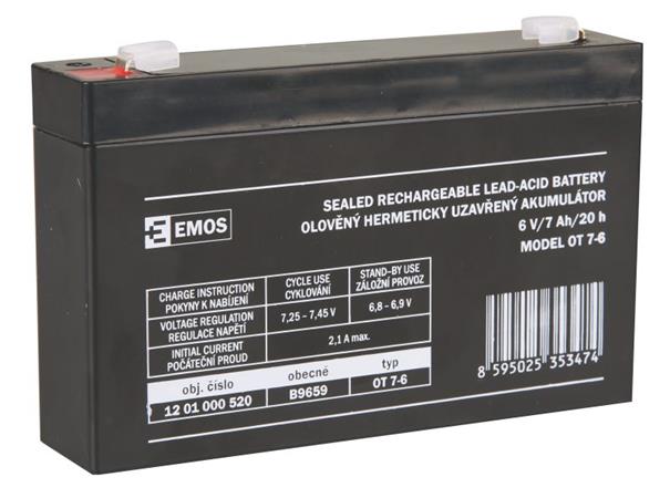 Emos baterie SLA 6V / 7 Ah, Faston 4.8 (187) 1201000520
