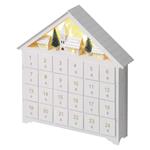 EMOS LED adventný kalendár drevený, 35x33 cm, 2x AA, vnútorný, teplá biela, časovač DCWW02
