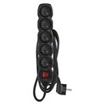EMOS Predlzovaci kabel 16A (5zás. + vypínač) 3M ČIERNY PC1513R
