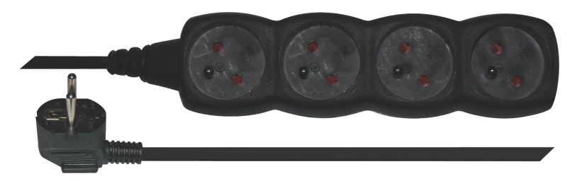 Emos prodlužovací šňůra P0413 - 4 zásuvky, 3m, černá 1902240300