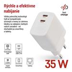 EMOS USB adaptér do siete PD, 2x USB-C, 35 W max V03G35