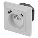 EMOS Zásuvka 230V s USB A+USB C, biela A6000.4