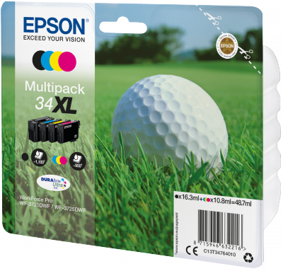 Epson 34XL - 4-balení - XL - černá, žlutá, azurová, purpurová - originál - blistr - inkoustová cart C13T34764010