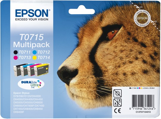 Epson originál ink C13T07154022, CMYK, blister s ochranou, Epson D78, DX4000, DX4050, DX5000, DX505