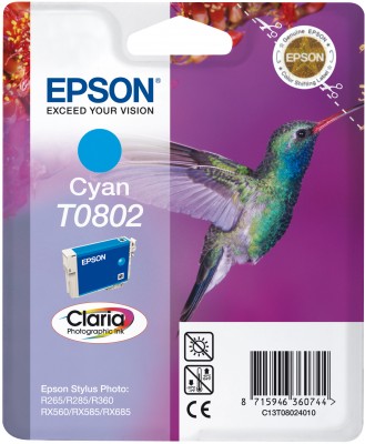 Epson originál ink C13T08024011, cyan, 7,4ml, Epson Stylus Photo PX700W, 800FW, R265, 285, 360, RX5
