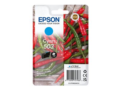 Epson originál ink C13T09Q24010, T09Q240, 503, cyan, 3.3ml, Epson XP-5200, XP-5205, WF-2960dwf, WF2