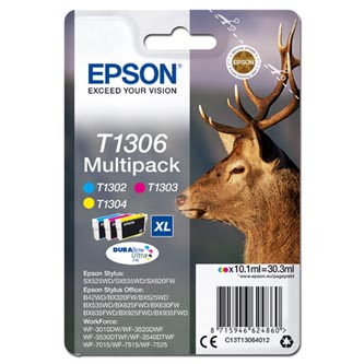 Epson originál ink C13T13064012, T1306, cyan/magenta/yellow, 30,3ml, Epson Stylus Office BX320FW