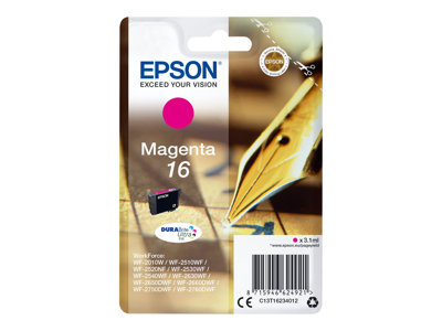 Epson originál ink C13T16234022, T162340, magenta, blister, 3.1ml, Epson WorkForce WF-2540WF, WF-25