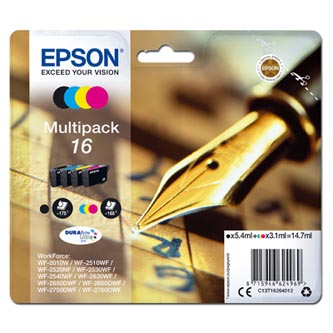 Epson originál ink C13T16264012, T162640, CMYK, 3x3.1/5.4ml, Epson WorkForce WF-2540WF, WF-2530WF,