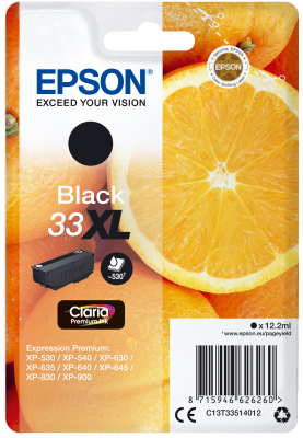 Epson originál ink C13T33514012, T33XL, black, 12,2ml, Epson Expression Home a Premium XP-530,630,6