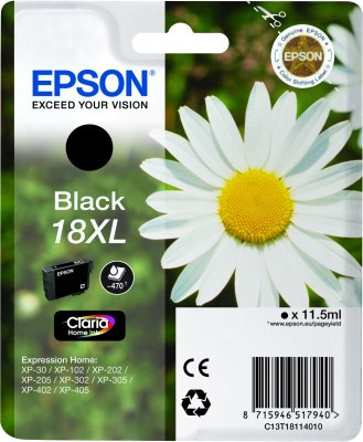 Epson Singlepack Black 18XL Claria Home Ink C13T18114012