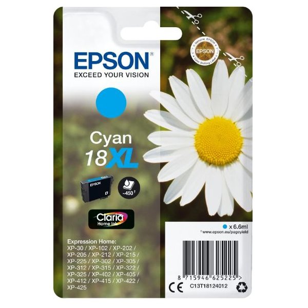 Epson Singlepack Cyan 18XL Claria Home Ink C13T18124012