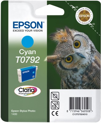 Epson T0792 - 11 ml - azurová - originál - blistr s RF / akustickým alarmem - inkoustová cartridge C13T07924020