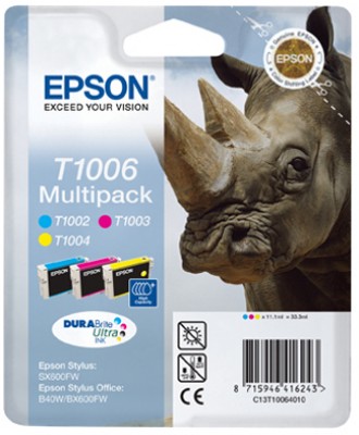 Epson T1006 Multipack - 3-balení - 33.3 ml - žlutá, azurová, purpurová - originál - blistr s RF / a C13T10064020