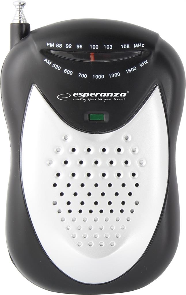 Esperanza ERB102K JAY prenosné vreckové rádio AM/FM, čierno-sivé