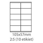 etikety ECODATA Samolepiace 105x57 univerzálne biele 10ks/A4 (100 listov A4/bal.) ECO-10505700