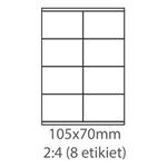 etikety ECODATA Samolepiace 105x70 univerzálne biele 8ks/A4 (100 listov A4/bal.) ECO-10507000
