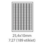 etikety ECODATA Samolepiace 25,4x10 univerzálne biele 189ks/A4 (100 listov A4/bal.) ECO-02501000
