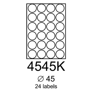 etikety RAYFILM 45mm kruh vysokolesklé biele laser R01194545KA (100 list./A4) R0119.4545KA