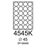 etikety RAYFILM 45mm kruh vysokolesklé biele laser R01194545KA (100 list./A4) R0119.4545KA