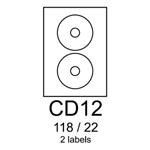 etikety RAYFILM CD12 118/22 univerzálne biele R0100CD12F-LCUT (1.000 list./A4) R0100.CD12F-LCUTA4