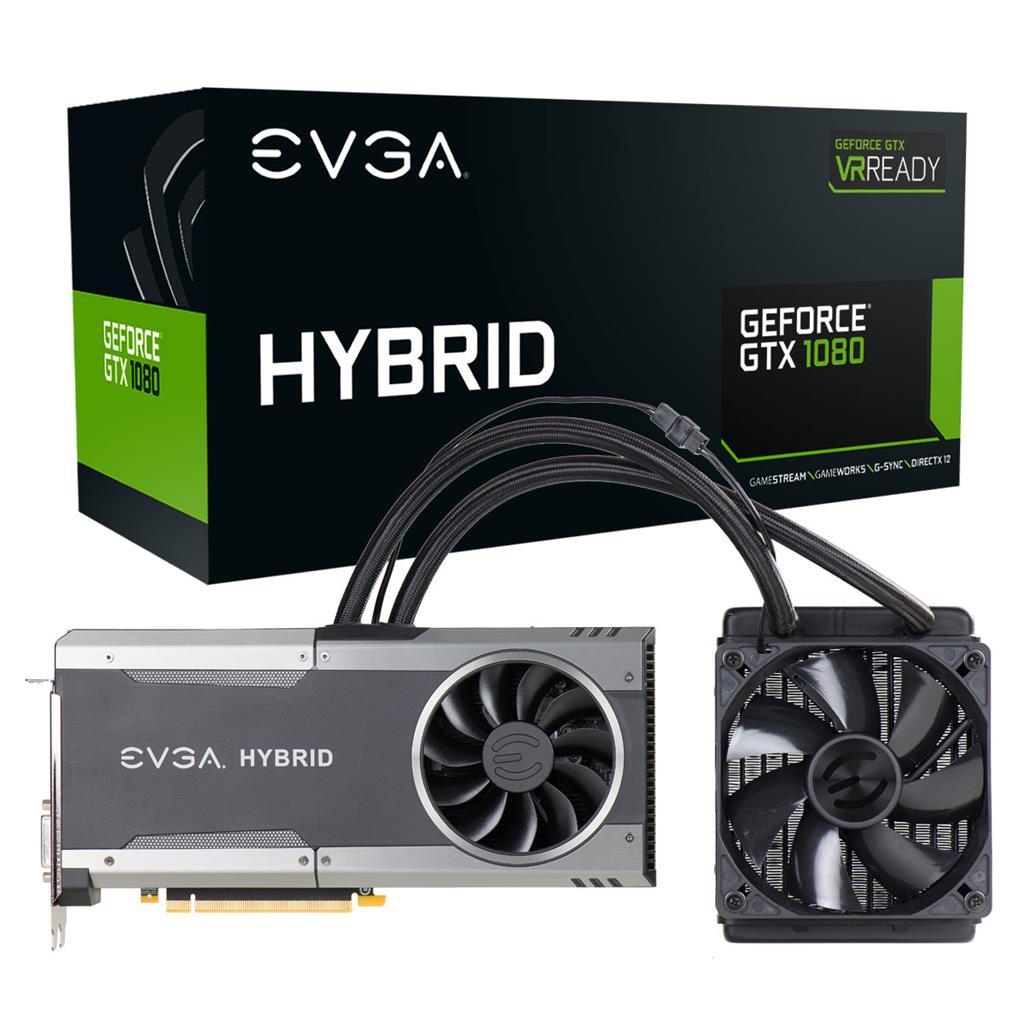 EVGA GeForce GTX 1080 FTW HYBRID GAMING, 8GB GDDR5X (256 Bit), HDMI, DVI, 3xDP 08G-P4-6288-KR