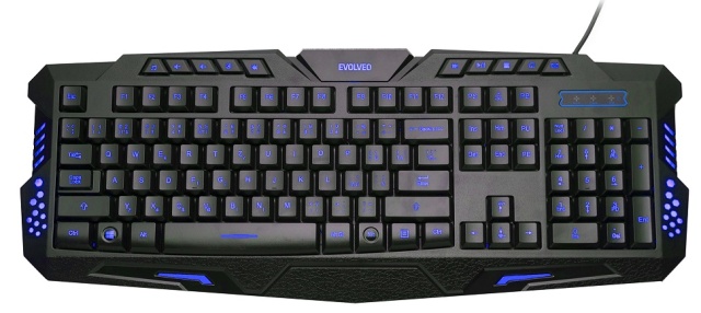 EVOLVEO GK420 herní podsvětlená klávesnice, USB, 3 barvy podsvícení, 10 miltimed. kláves