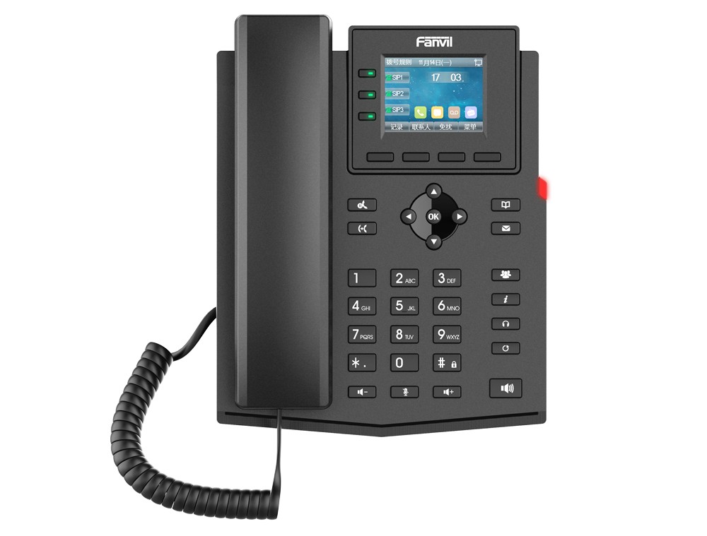 Fanvil X303-2, dvouvodičový IP telefon, 4 SIP účty, 2,4" barevný displej, 3DSS