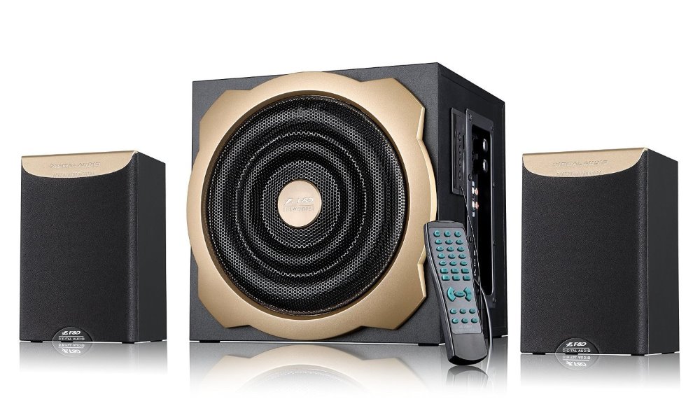 FENDA F&D repro A520U/ 2.1/ 52W/ černé/ FM rádio/ USB/SD přehrávání/ dálkové ovládání